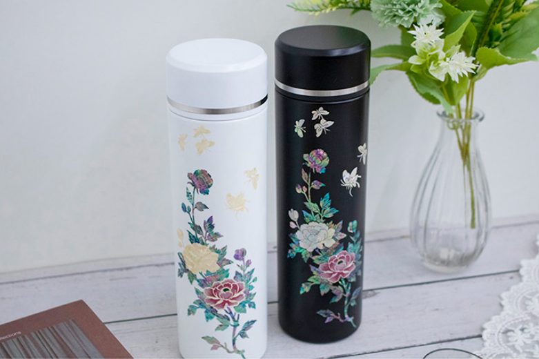 Painted peony mother-of-pearl tumbler